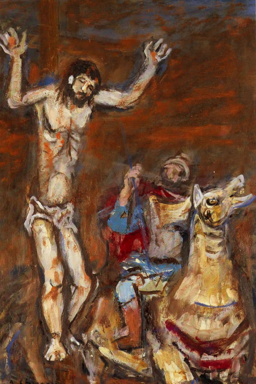Crocifssione, 1987-’88, olio su cartone telato, cm 60x40, Museo d’Arte Sacra e Contemporanea, S. Maria la Bruna (Torre del Greco)
